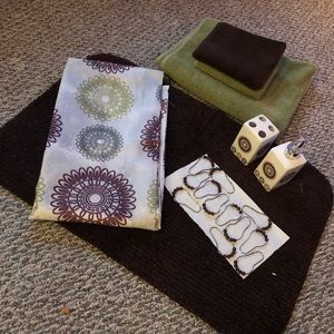 Boho Style Green and Brown Bathroom Set